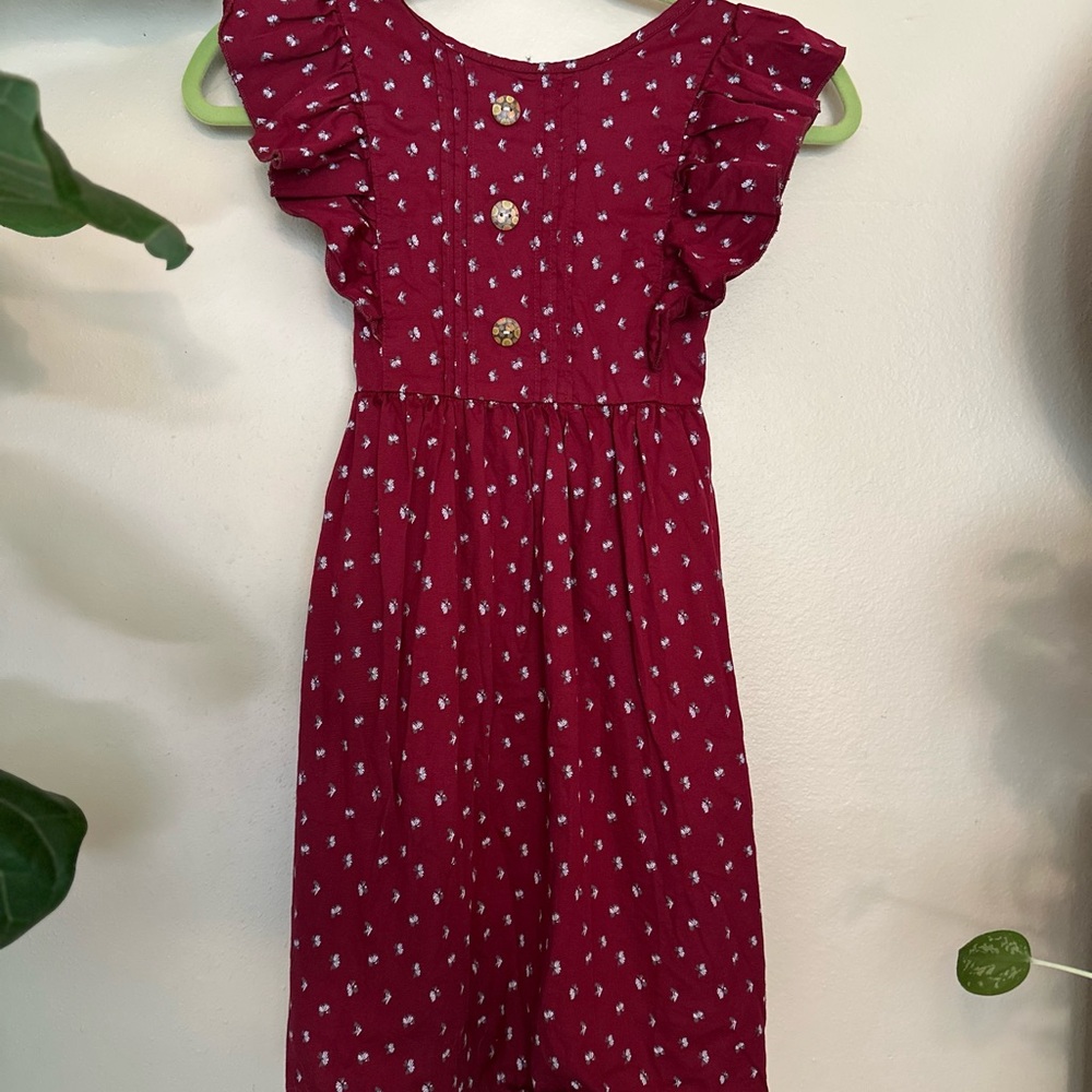 Adorable Red Sundress with Cap Flutter Sleeves and Scoop Neck